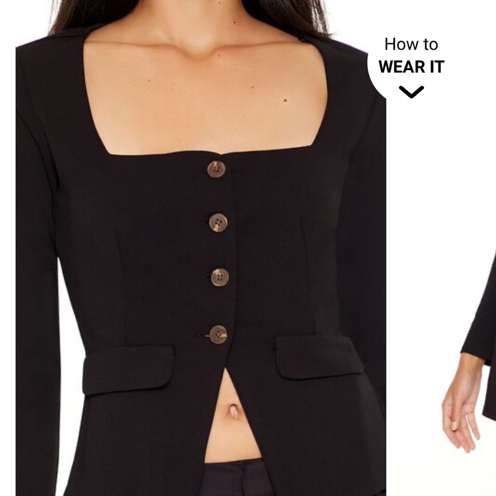 NWT Button-Front Split-Hem Top - Picture 3 of 6